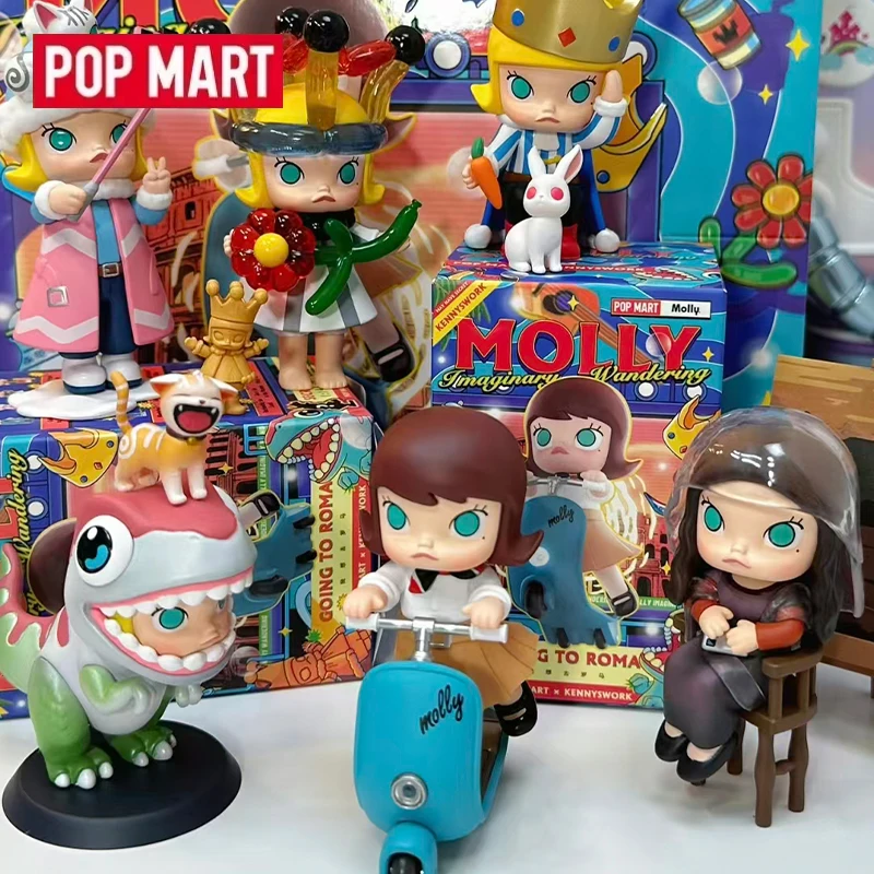 POPMART MOLLY Imaginary Wandering Series Genuine Blind Box Mystery Box Ornament Figurines Guess Bag Toys Desktop Decoration Gift