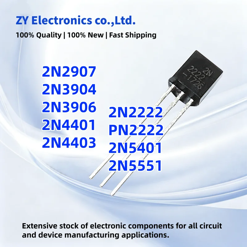 100PCS/ New 2N2907 2N3904 2N3906 2N4401 2N4403 2N2222 PN2222 2N5401 2N5551 TO-92 Power Transistor