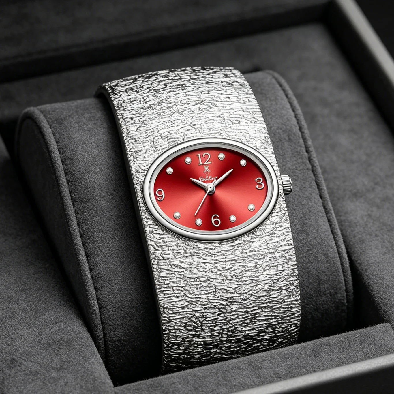 Luxury Watch Gift For Her - YaLaLuSi 여성용 실버 와이드 텍스처 밴드