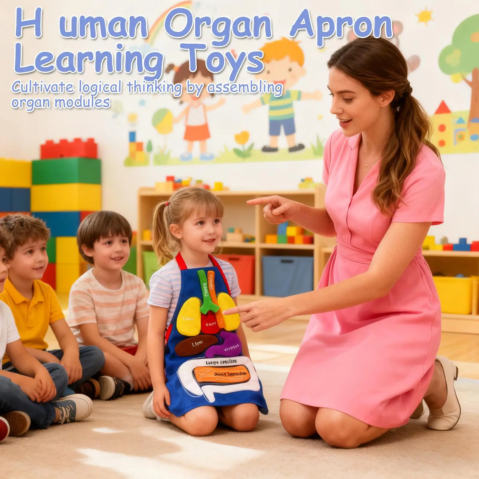 

Фартук для обучения органов, анатомический фартук для человеческого тела, образовательный домашний фартук, вспомогательные игрушки для детей, обучение тела