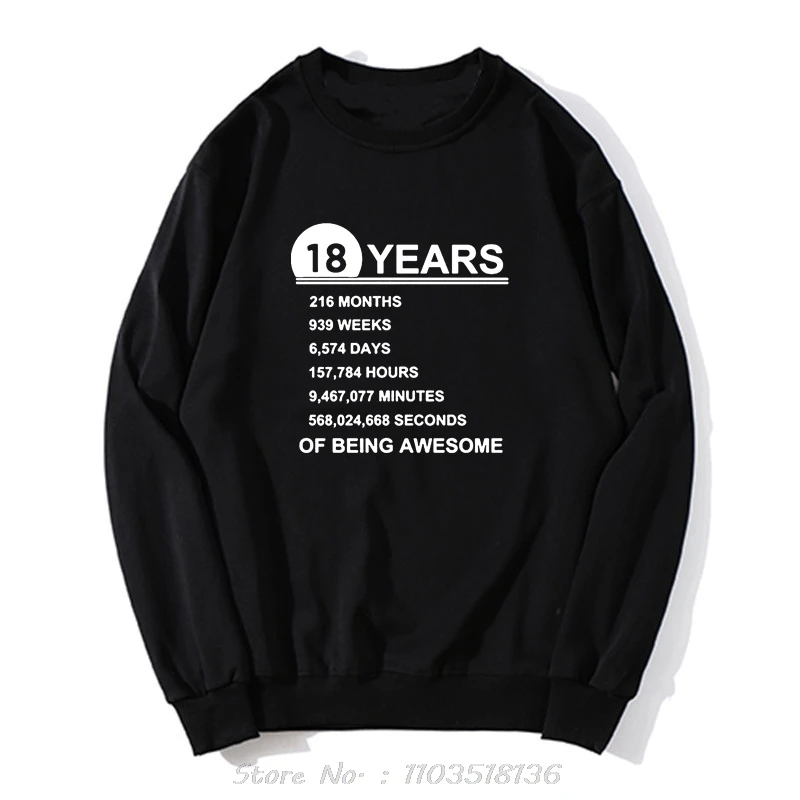 Vintage 18th Birthday Gift Idea Hoodie 18 Years Old Of Being Awesome Anniversary Sweatshirt Cotton Youth Boy Present Clothing