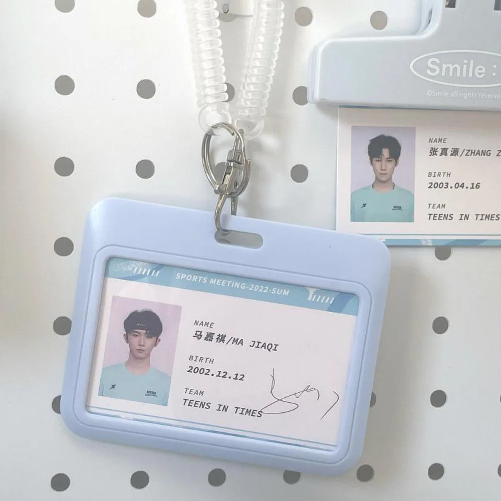 Milk Blue Photocard Holder 3 Inch Idol Small Photo Card Protector Case Student Slid ID Bus Card Case With Keychain Heart Pendant