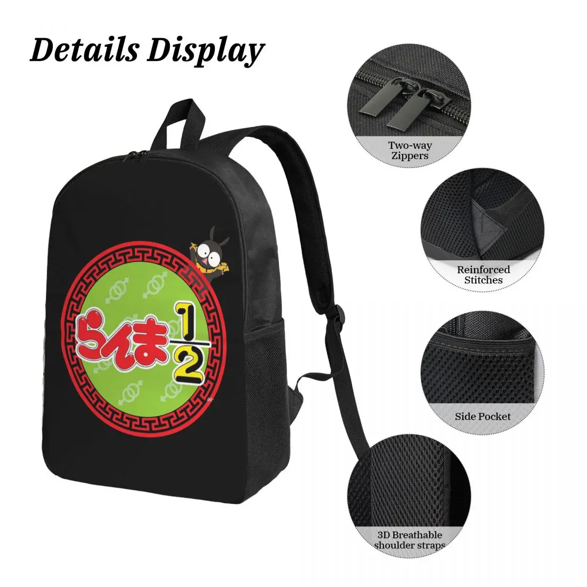 Ranma 1/2 Backpack Student Boys Girls BookBag School Bag Laptop Shoulder Bags 3ps Insulated Lunch Bag Pencil Case