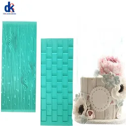 2Pcs/Set Bark Walls Cake Mold Embossed Fondant Brick Wood Grain Bakeware Cutter DIY Mould Pastry Baking Cake Decorating Tools