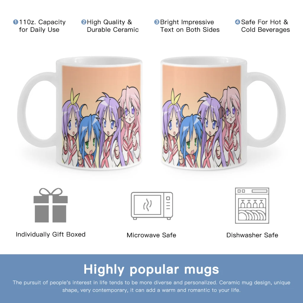 

Lucky Star Izumi Konata Anime Free shipping 11OZ Coffee Mug Beer Mugs Tea Milk Cup For coffee Lovers Surprised Gift