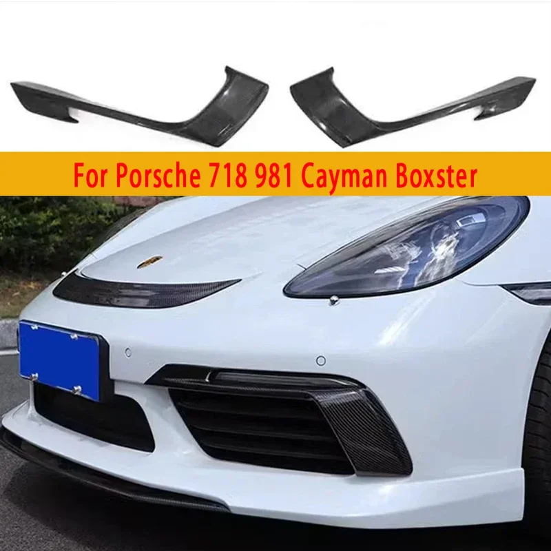 For Porsche 718 982 Cayman Boxster carbon fiber Wind knife front bumper blade fog lamp tuyere Splitter Surround Trim body kit