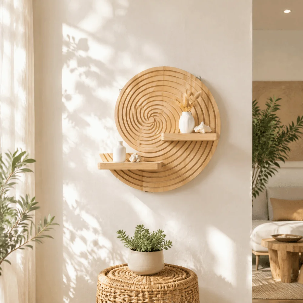 Irregularly Shaped Wooden Wall Shelves Natural Vintage Wall-Mounted Planter Shelf Boho Style Floating Shelf Laundry Room