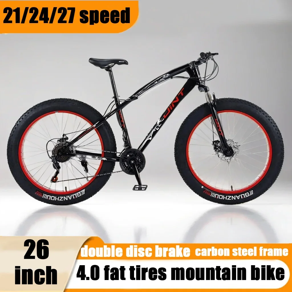 26 inch MTB snow and beach big tire Bicycle 4.0 fat tires Mountain Bike 27 speed Fatbike dual disc brake Cross Country bicicleta