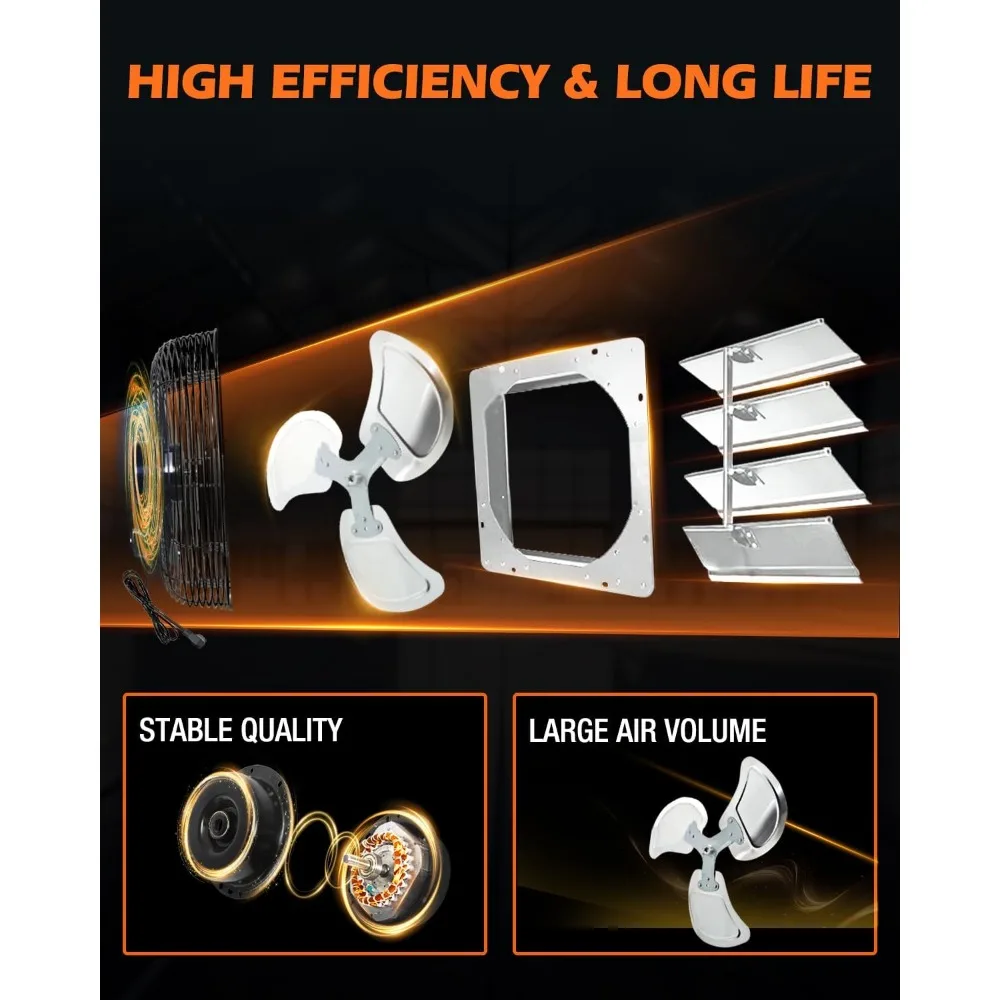 مروحة عادم مثبتة على الحائط مقاس 18 بوصة عالية السرعة مع 2600 CFM، ومصاريع تلقائية، وسلك طاقة 1.8 متر لتهوية المرآب ورشة العمل