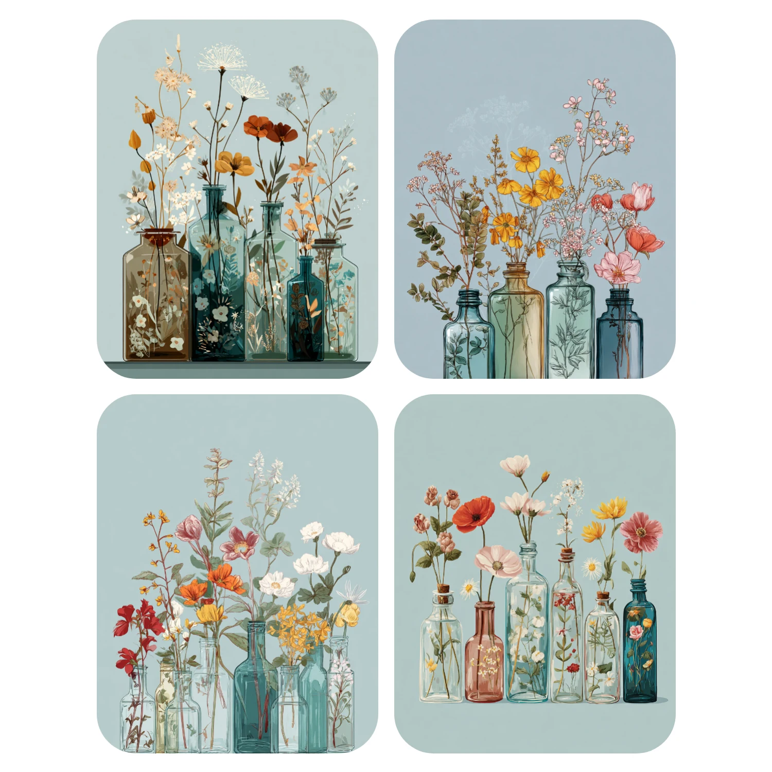 

Ручная краска, стеклянные бутылки, наполненные цветами, набор для рисования по номерам, сделай сам, акриловая работа, холст, художественный подарок для дома