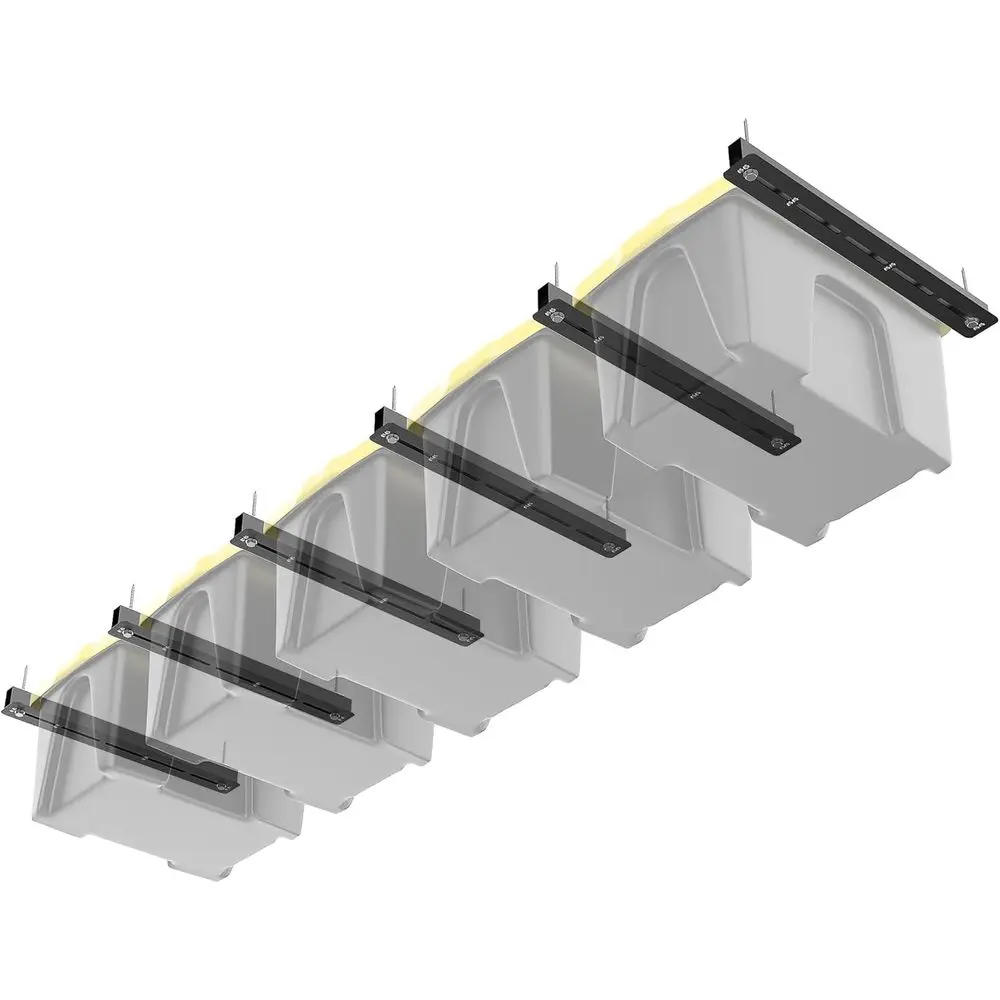 

Adjustable Heavy-Duty Ceiling Storage Rack System with 5 Bin Capacity (Bins Not Included)