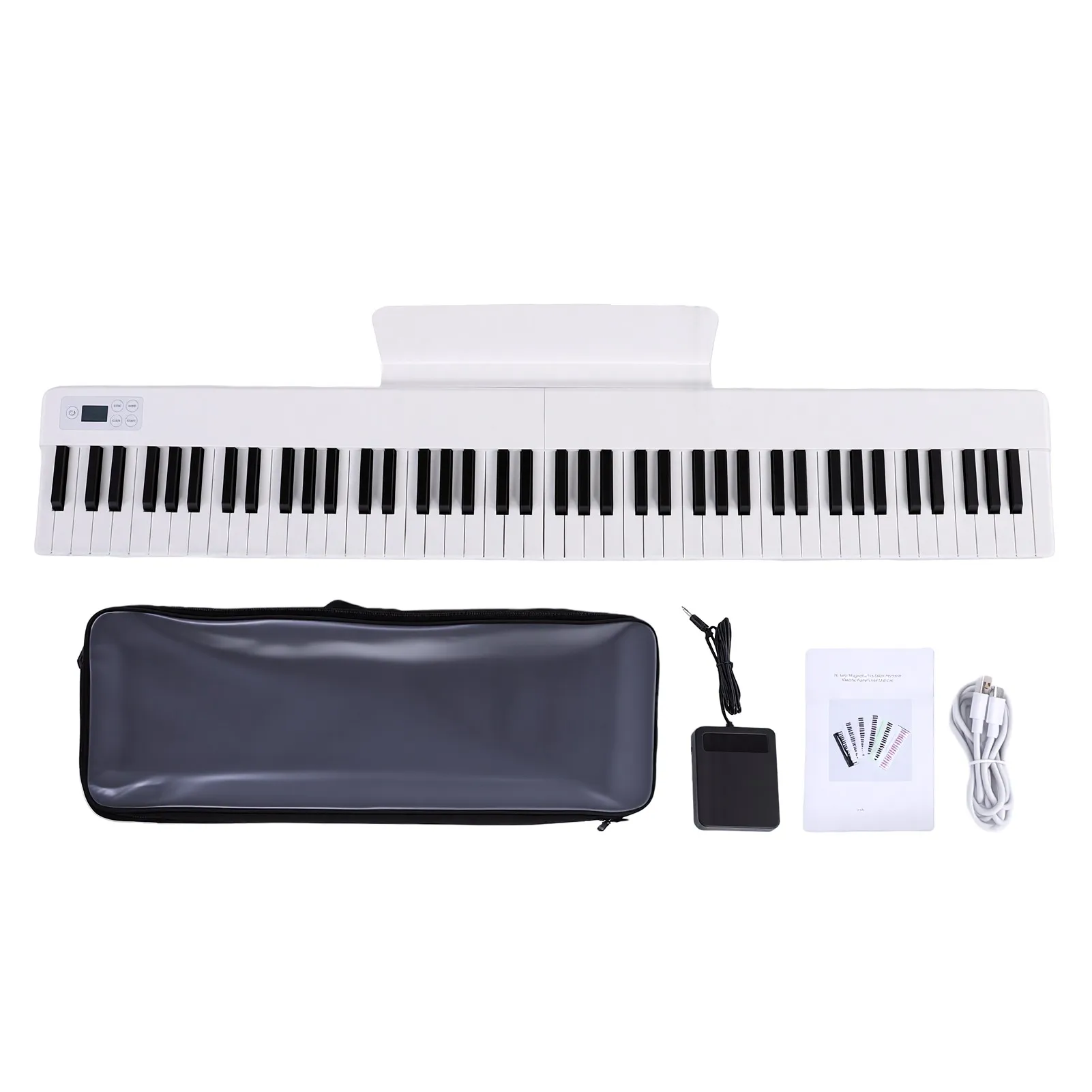 88-Key Magnetic Foldable Electronic Piano with Rainbow Light-Up Keys Portable Keyboard with Sustain Pedal 128 Tones 100 Rhythms