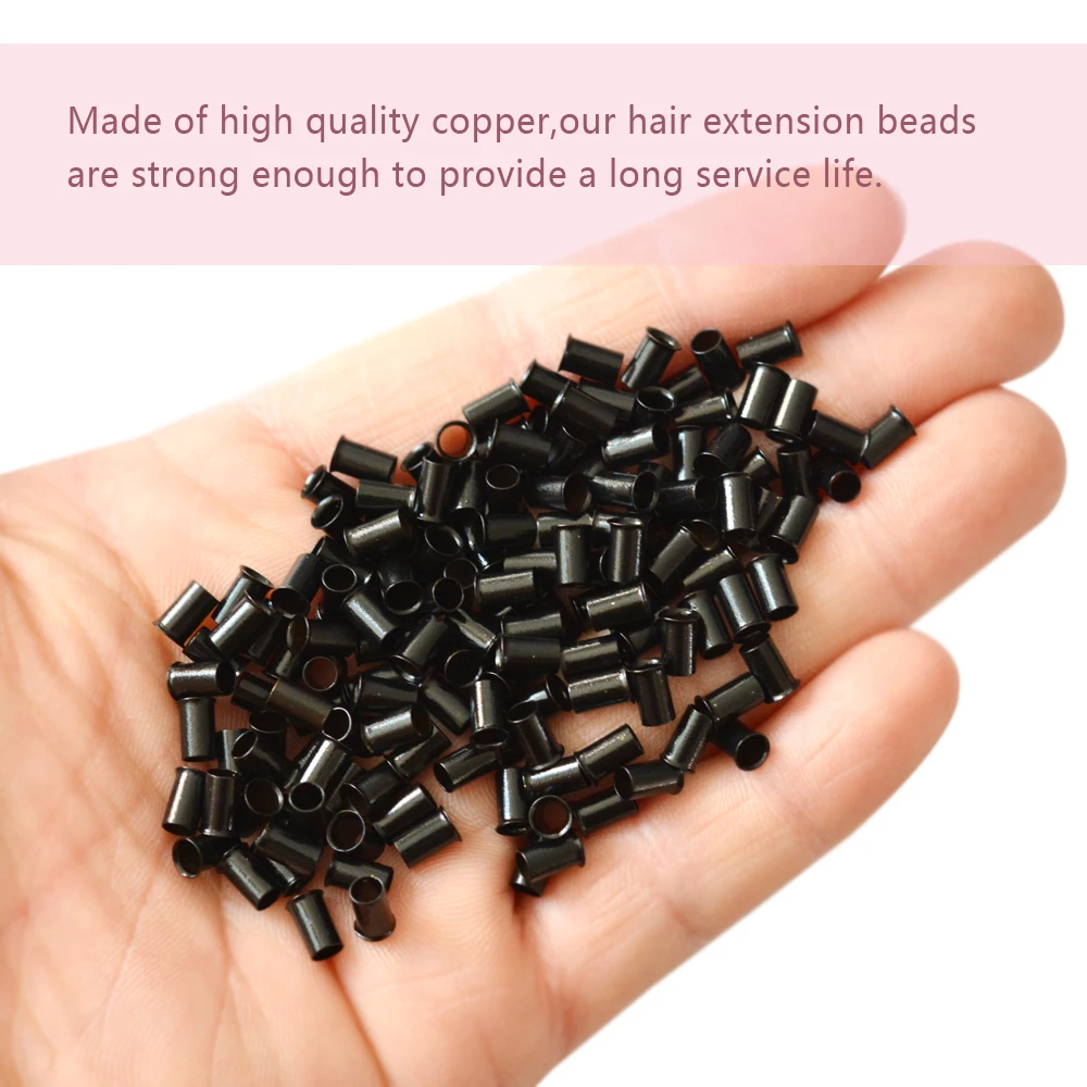 1000Pcs Long Euro Lock Flared Flaring Micro Copper Tube Rings Beads Links Human Hair Extensions Tools 7 Colors Optional