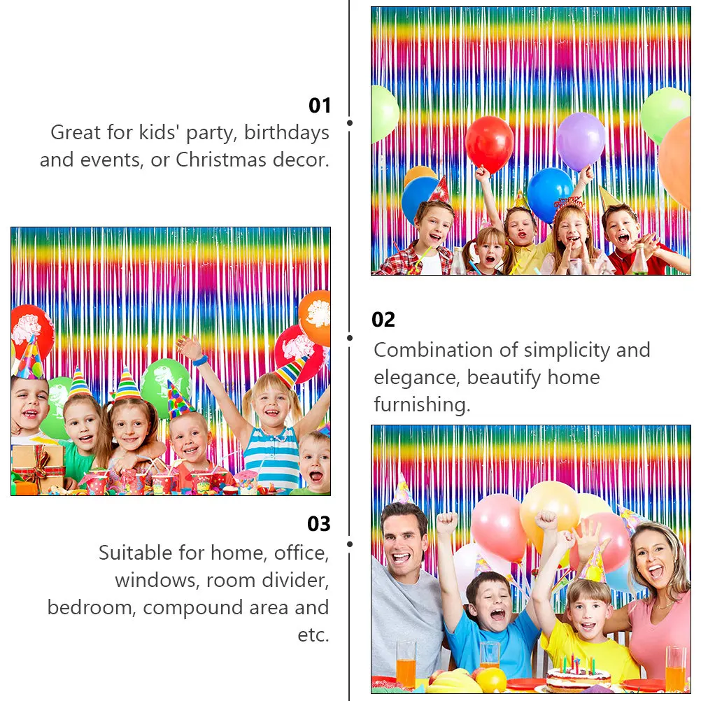 2Pcs Colorful Rain Silk Curtain Premium Party Birthday Wedding Room Divider Streamers Home Decorative Curtain Supplies