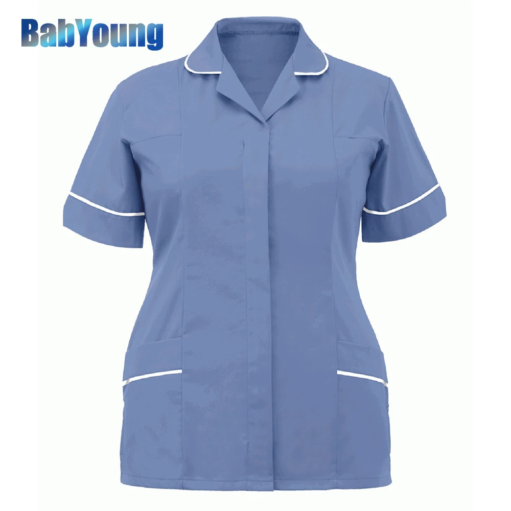 

2023 Nurses Tunic Uniform Clinic Carer Lapel Protective Clothing Tops Summer Ladies Plus Size Sexy Scrub Work Nurse Uniform New