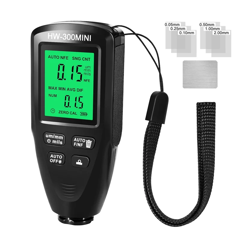 HW300MINI Tester pengukur ketebalan Digital, alat ukur cat mobil otomatis, alat ukur lapisan cat hitam