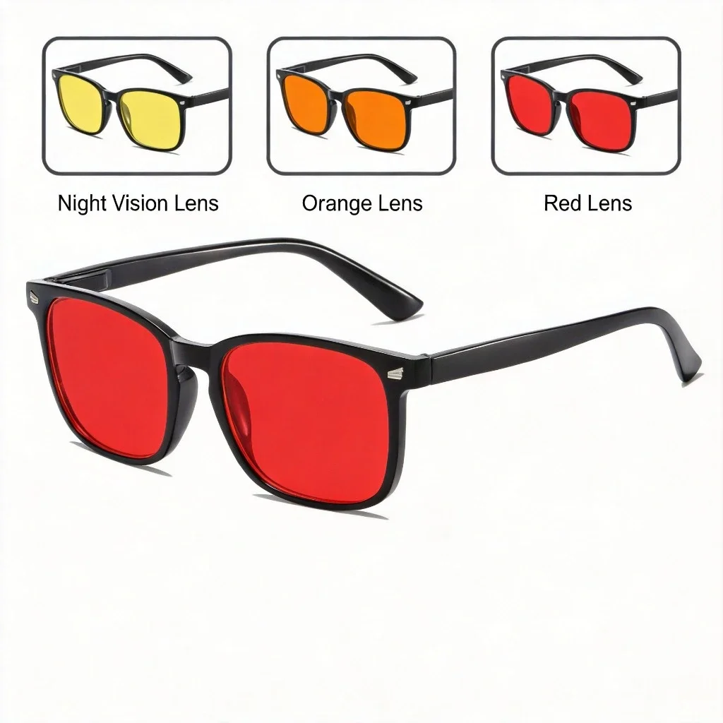 Retro Night Vision Anti Blue light Eyewear Yellow Red Men's Women's Mobile Phone Driver Glasses Computer Sports Game Goggles