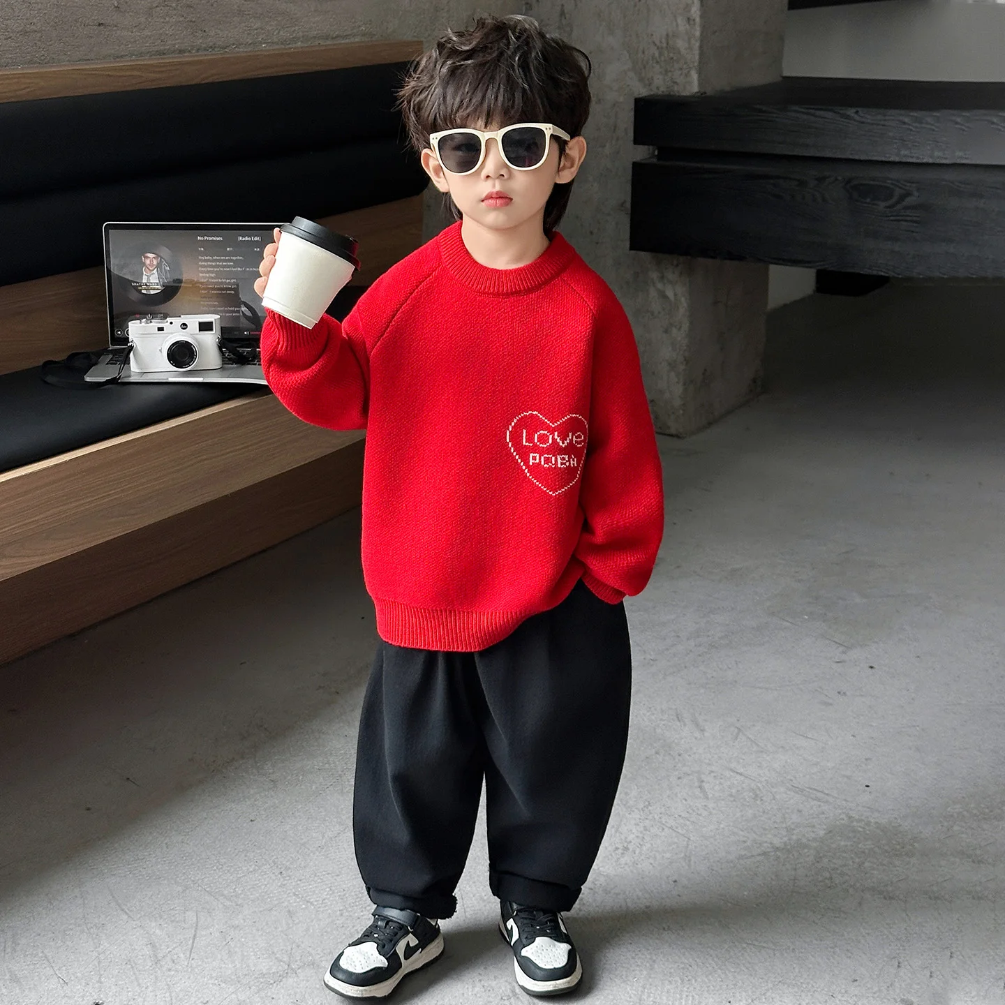

Thiened Knitted Boys Sweater Winter Base Layer irt Baby Outerwear New Year's Clothes Animal Pattern Soft Cotton Youth Vit...