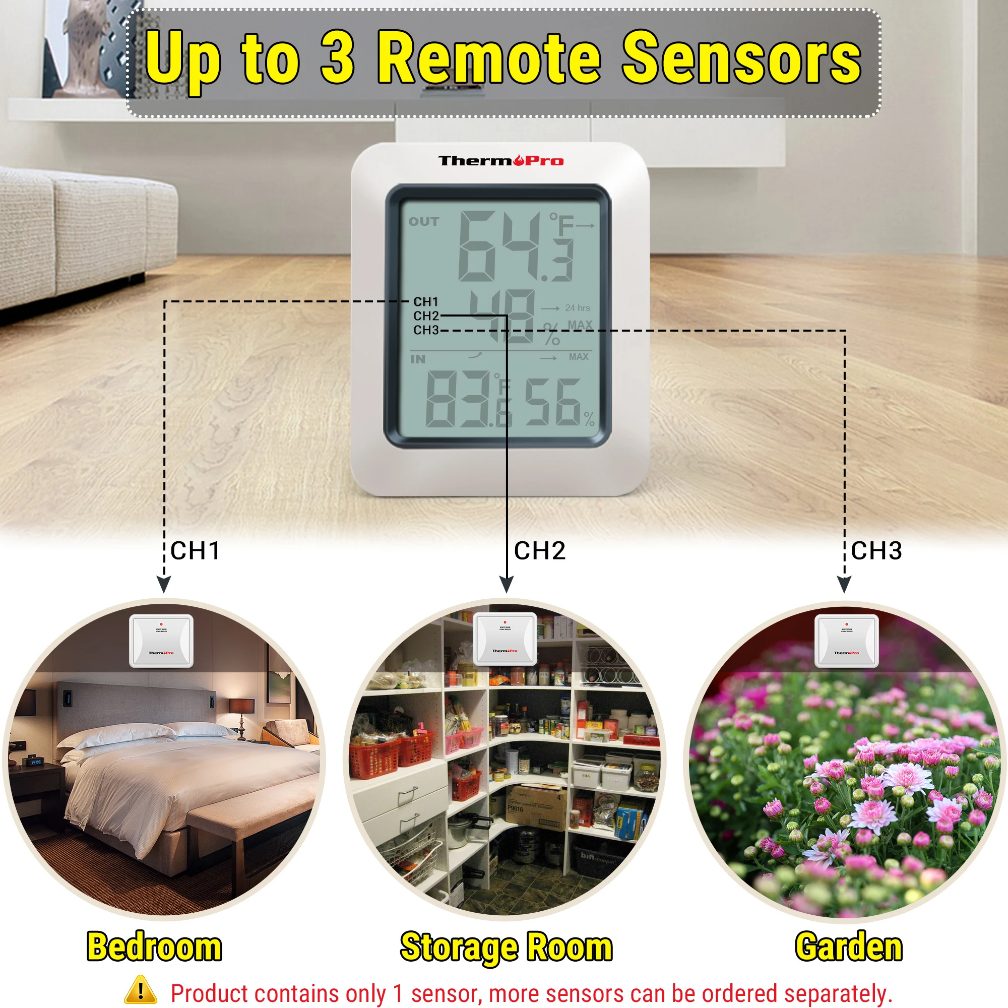 ThermoPro TP60C 60M Wireless Digital Room Indoor Outdoor Thermometer Hygrometer Weather Station For Home