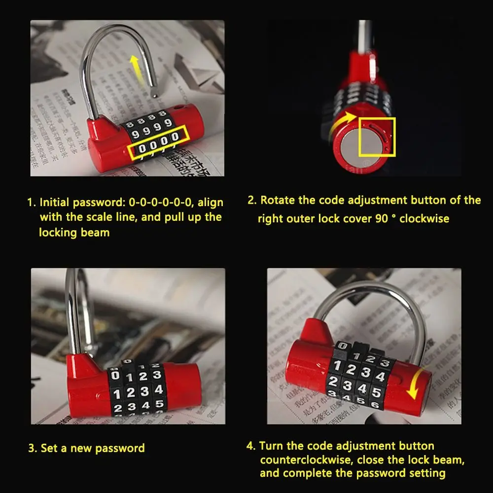 مكافحة سرقة حقيبة سفر عنبر قفل خزانة الصالة الرياضية سلامة مشفرة قفل 4 أرقام قفل بكلمة مرور قفل الأمتعة #5