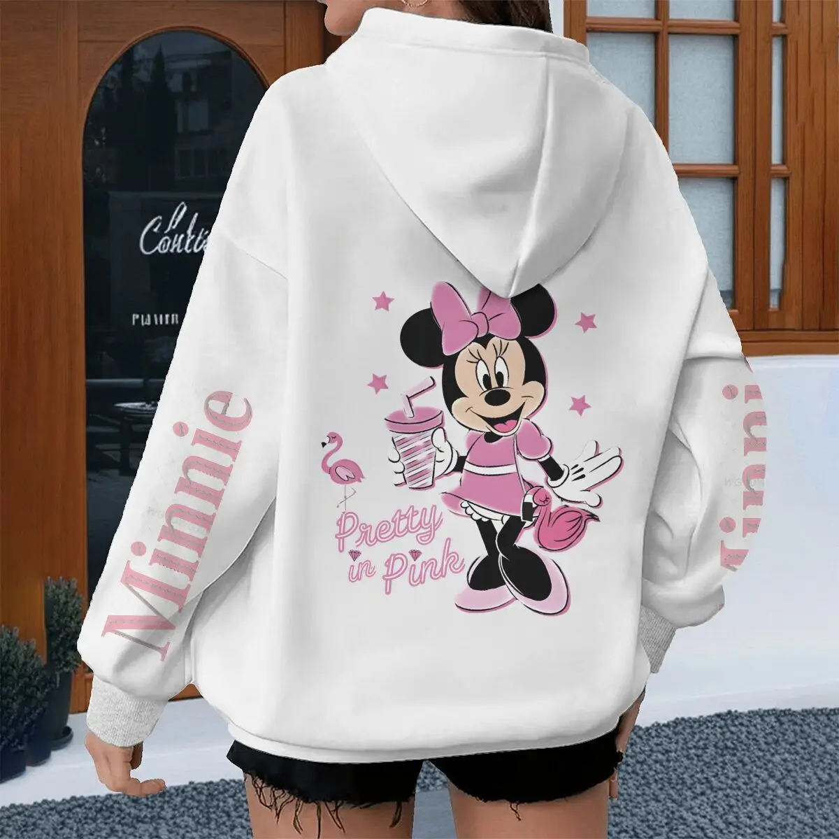 เสื้อฮู้ดลายมินนี่เมาส์ Y2K สำหรับฤดูใบไม้ผลิและฤดูใบไม้ร่วง ลายการ์ตูนมิกกี้เมาส์ เสื้อฮู้ดลำลองสำหรับผู้หญิง ดีไซน์อนิเมะ เสื้อฮู้ดสำหรับสาวๆ ของขวัญ