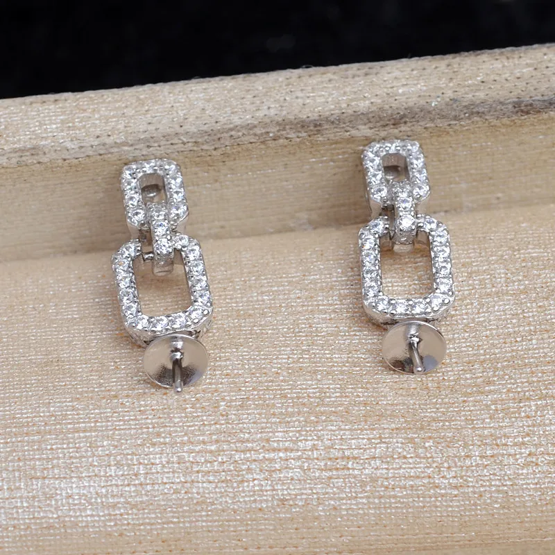 S925 Sterling Silver Earrings Base Findings Mountings Jewelry Mounts Fittings Accessories for 8-11mm Pearls 3 pairs/lot