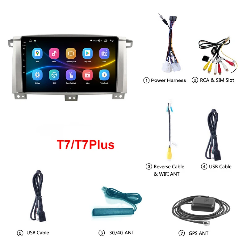 For Toyota LC100 Land Cruiser 100 LC 100 2002 - 2007 Car Radio Android GPS Navigation 2K Screen 8Core DSP Multimedia Player