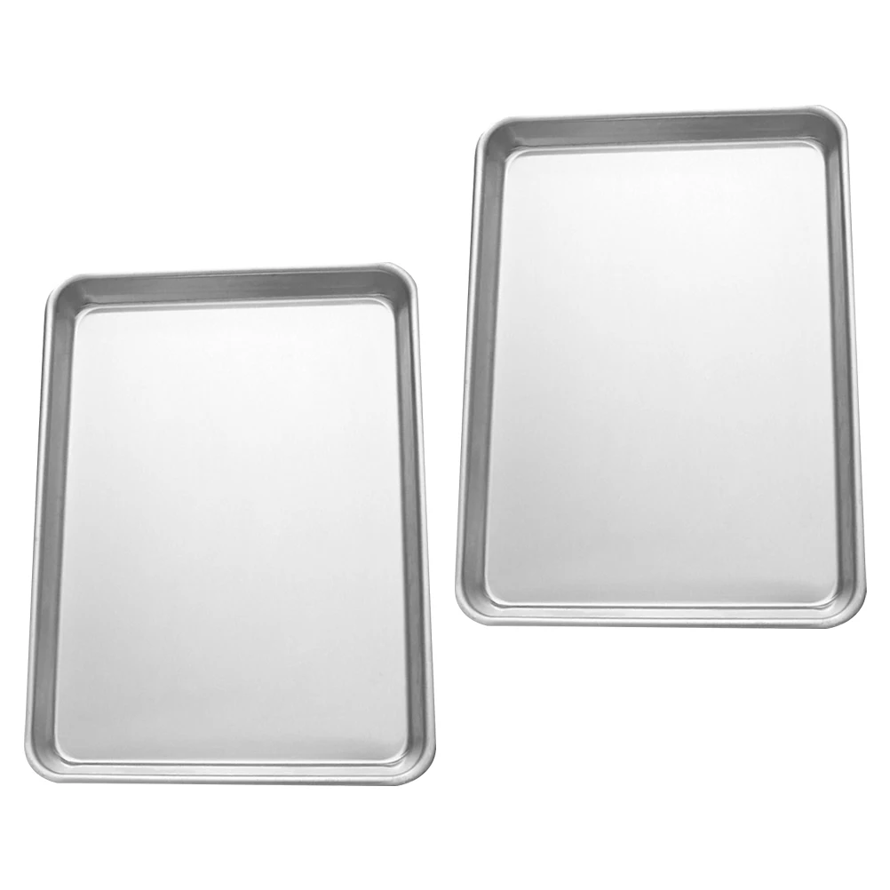 

2pcs Aluminum Alloy Baking Pan Nonstick Rectangle Cake Tray Reusable Kitchen Home Restaurant Bakery Tool Toast Dessert