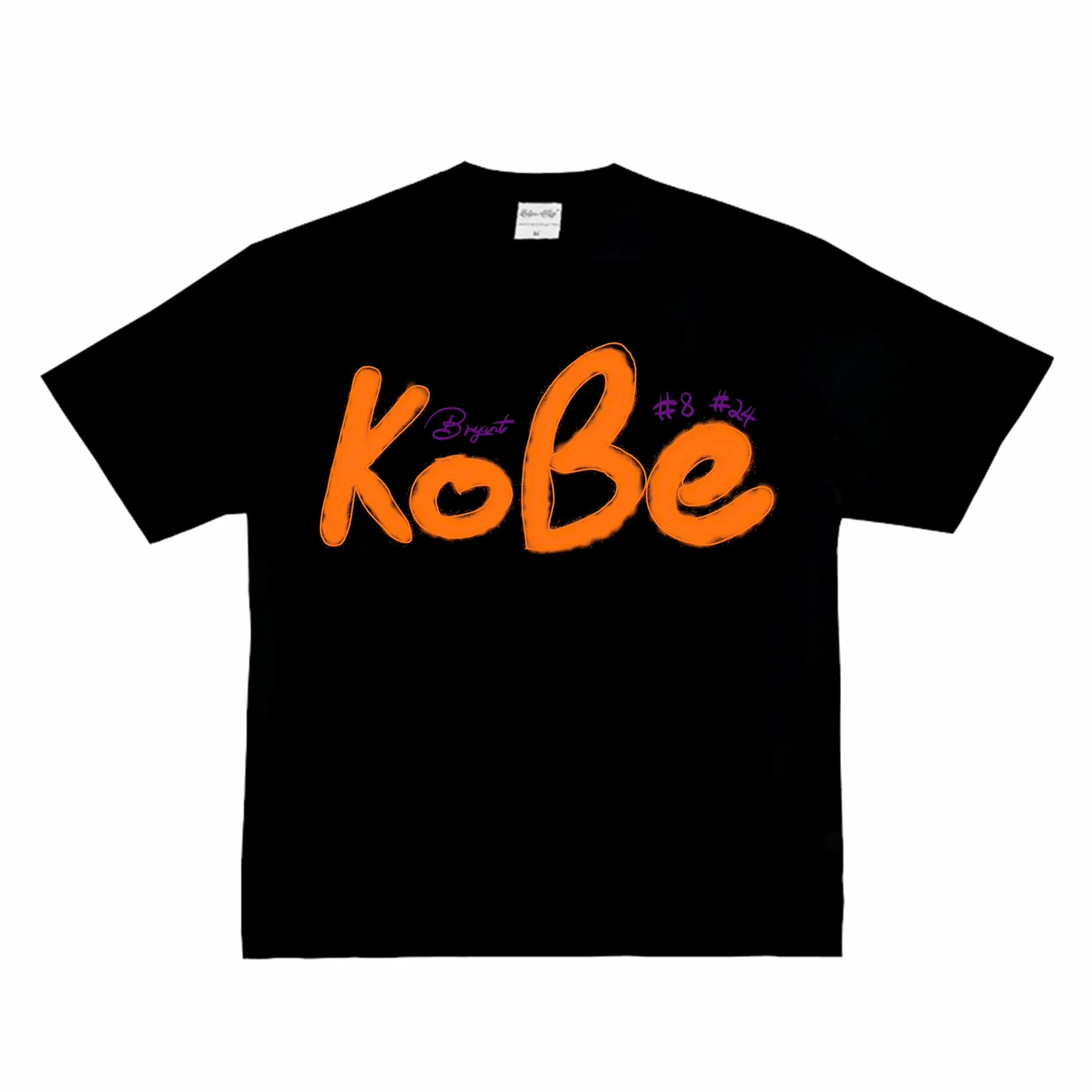 Kobe Bryant Hand Painted Letter T Shirt Men Printed Streetwear Trendy Brand Crewneck Tee Shirt Unisex Women Casual Cotton Tshirt