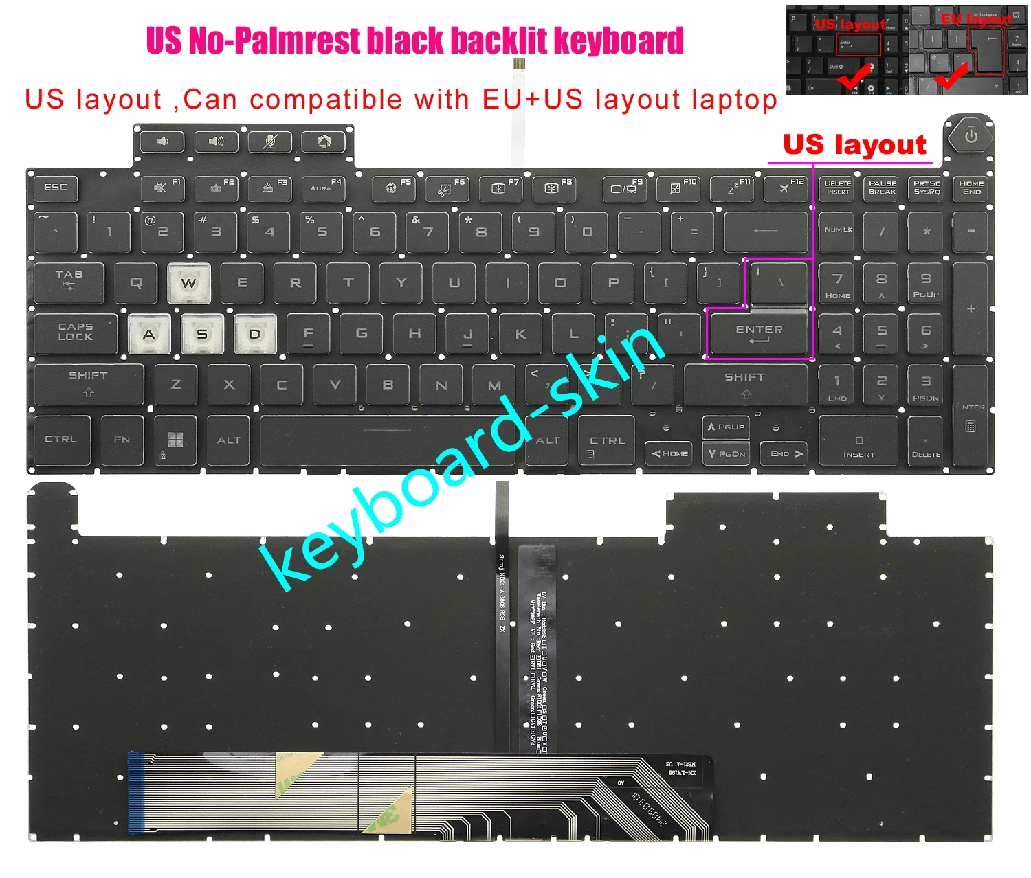 US Backlit Keyboard For ASUS TUF Gaming FX507 FX507Z FX507ZE FA507 FA507R FX517 FX517Z FX517ZE FX707 FX707Z FX707ZE FA707 FA707R