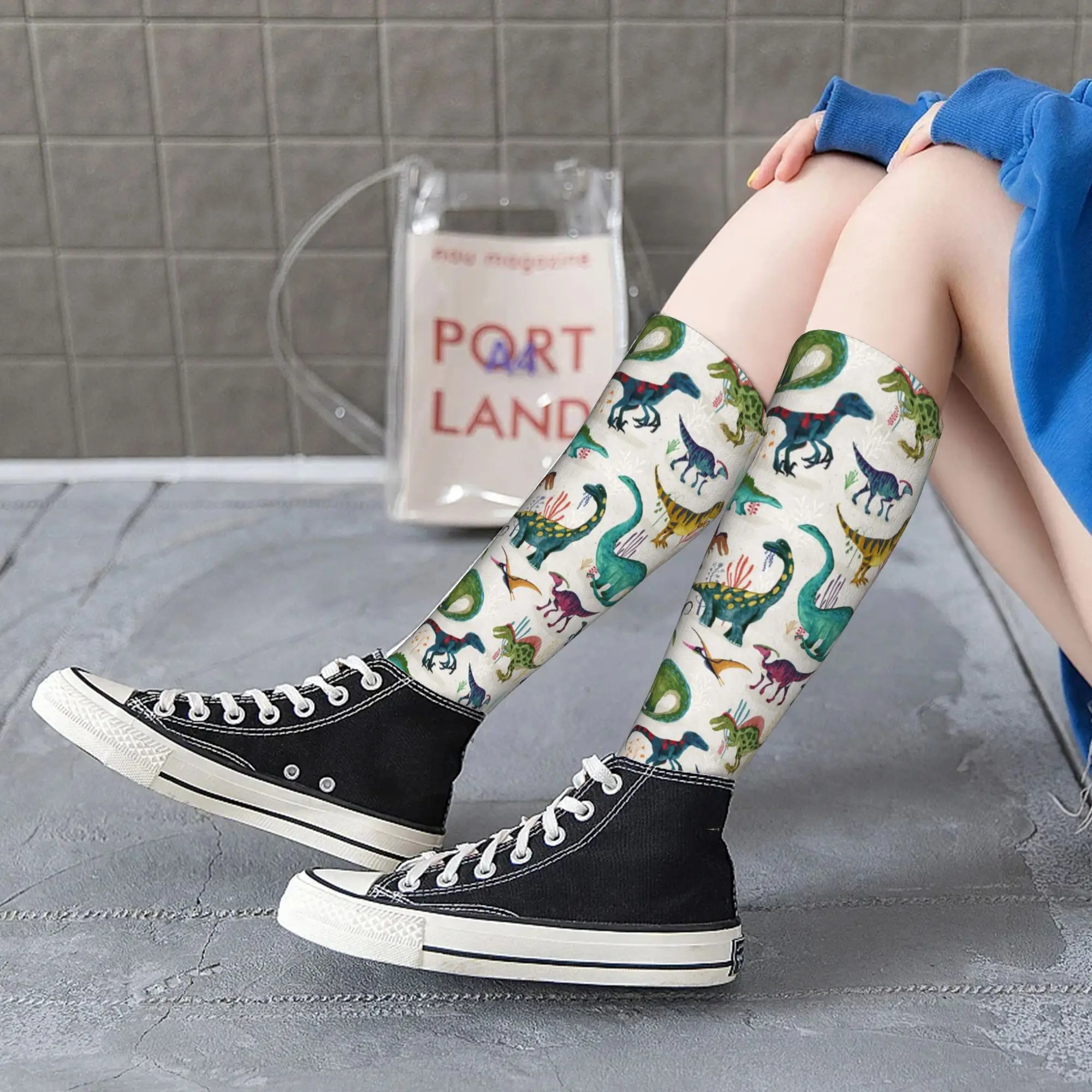 Alle seizoenen Crew Kousen Heldere Dinosaurussen Sokken Harajuku Mode Hip Hop Lange Sokken Accessoires voor Mannen Vrouwen Verjaardagscadeau