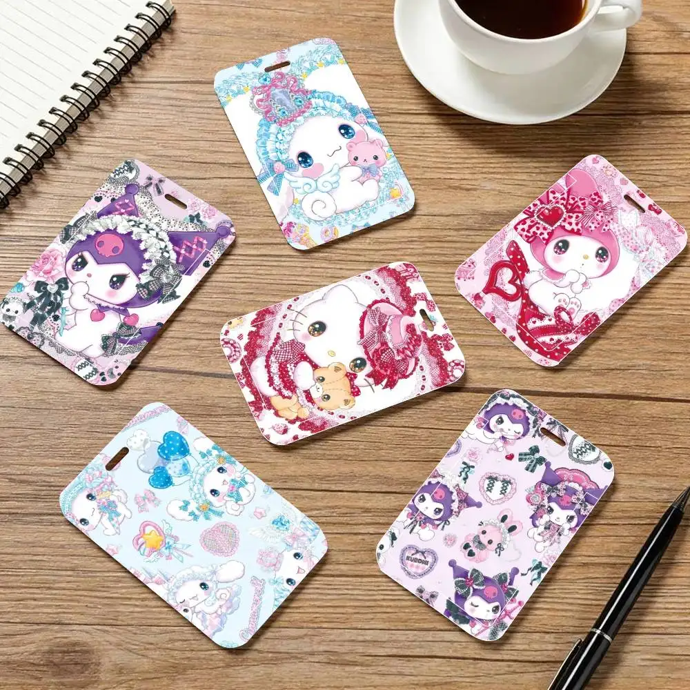 Cartoon K-Kuromi C-Cinnamoroll H-Hello Kitty Card Holder Neck Strap Pendant Door Badge Holder Lanyards Keychain Work Credential