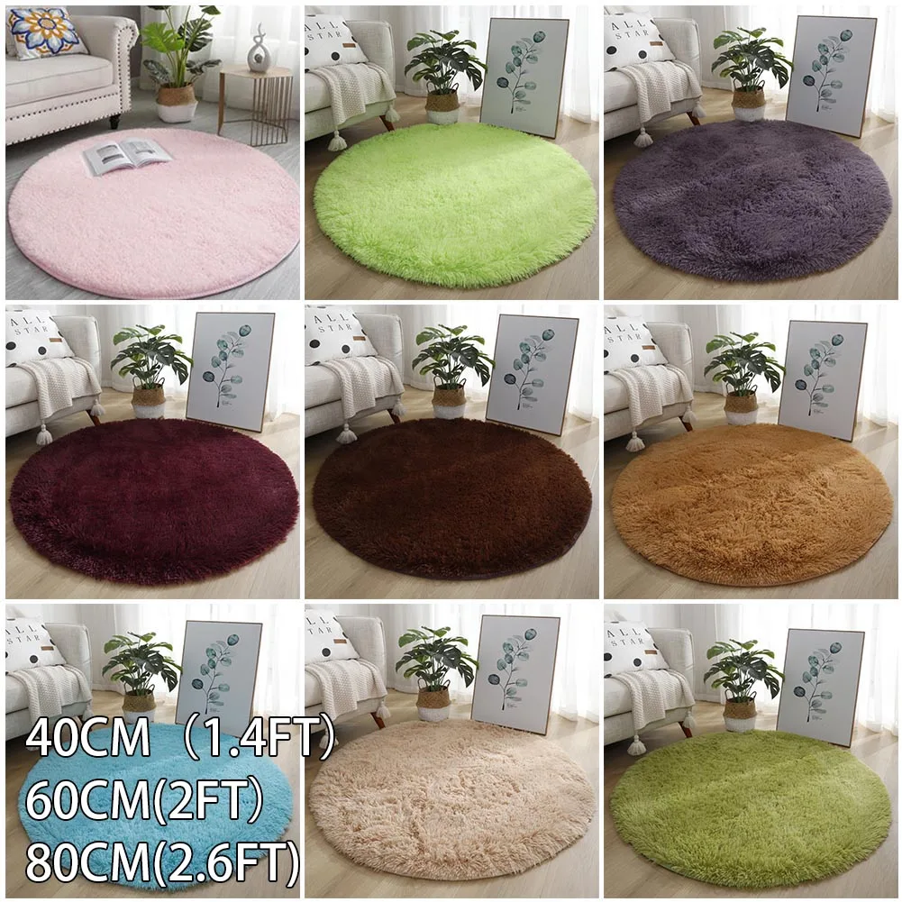 1pc home Rugs Large Shaggy Rug 40/60/80cm Super Soft Round Mat Living Room Bedroom Carpet Multi Color Select For Home Decor