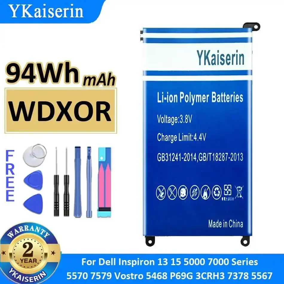 

Wdxor Laptop Battery 94Wh For Dell Inspiron 13 15 5000 7000 Series 5570 7579 Vostro 5468 P69G 3CRH3 7378 5567 Long Lasting