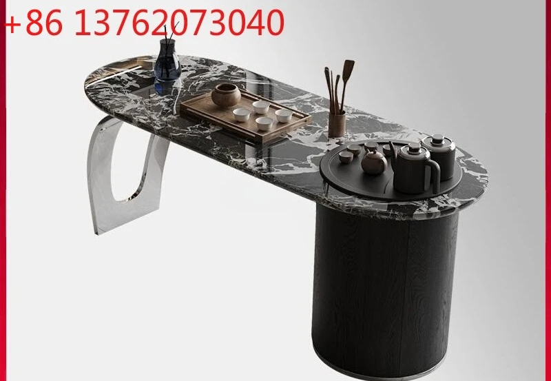 

Итальянский минималистичный чайный столик в стиле кунг-фу, высококачественный, из мрамора и натурального массива дерева.