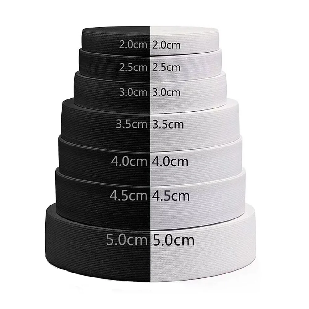 Image of 4~8 Meter 20mm/25mm/30mm/35mm/40mm/45mm/50mm Schwarz-Weiße Nylon Hochelastische Bänder für Kleidung und Hosen Nähzubehör