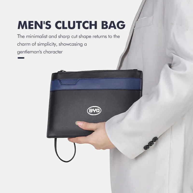Leather Car Men Clutch Bag Male Money Handbag Cardholder Case For BYD S6 S8 E5 E6 G6 L3 S7 G7 Tang Song Qing Yuan Han Max - view 3