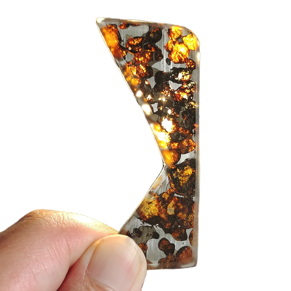 13.6g SERICHO Pallasite Natural Meteorite Material Sliced Olive Meteorite Slices Specimen Collection - From Kenya - QA300