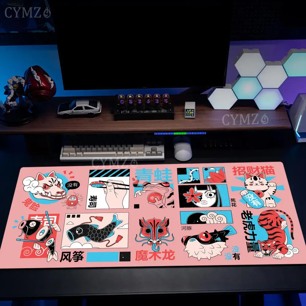 Japanese collage pattern Mouse Pad Desk Mat Large Computer Office Carpet xxl mousepad Gamer gaming pc accessories Keyboard Rug