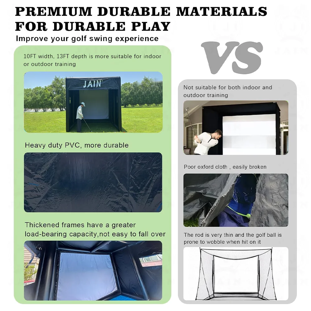 Portable Inflatable Golf Simulator Enclosures 13x10FT Indoor/Outdoor Golf Practice Cage With Impact Screen For Rental & Event