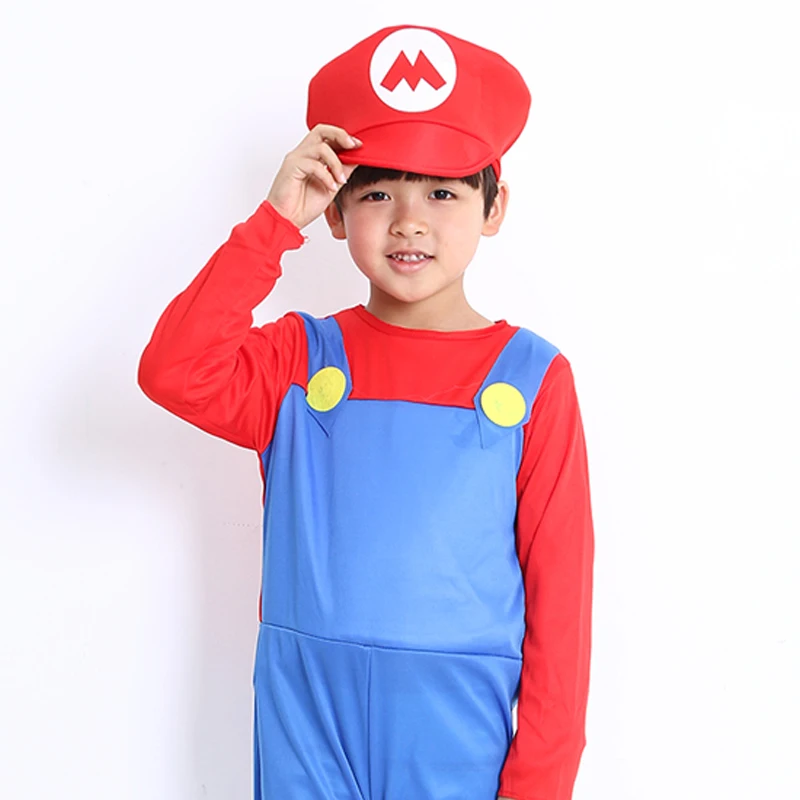 Cosplay Adults and Kids Super Mari0 Bros Cosplay Dance Costume Set Children Halloween Party MARI0 & LUGI Costumes for Kids Gifts