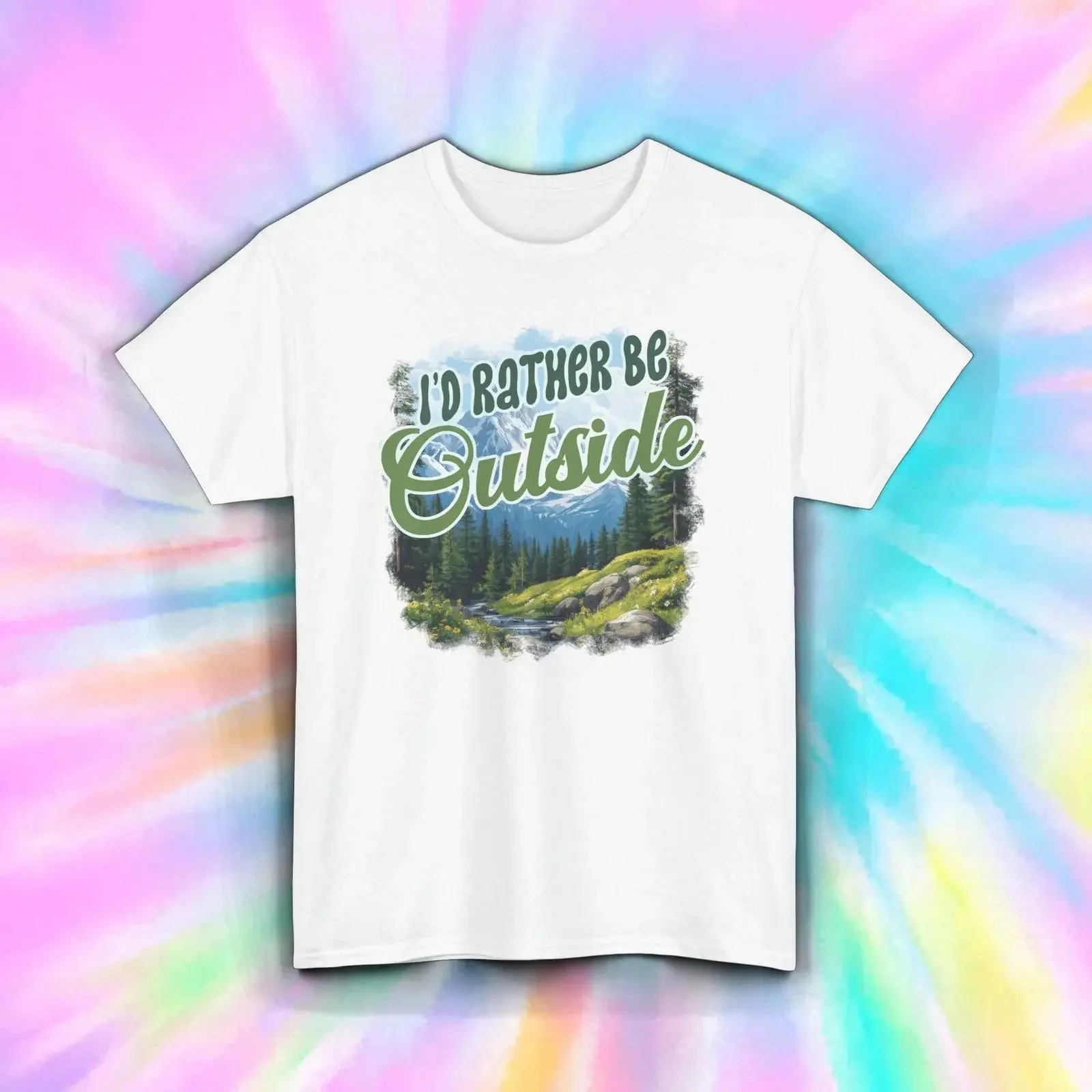 I'd Rather Be Outside T Shirt Nature Lover Hiking Forest Wilderness S 5XL vintage Washed graphic Top For Everyday Wear