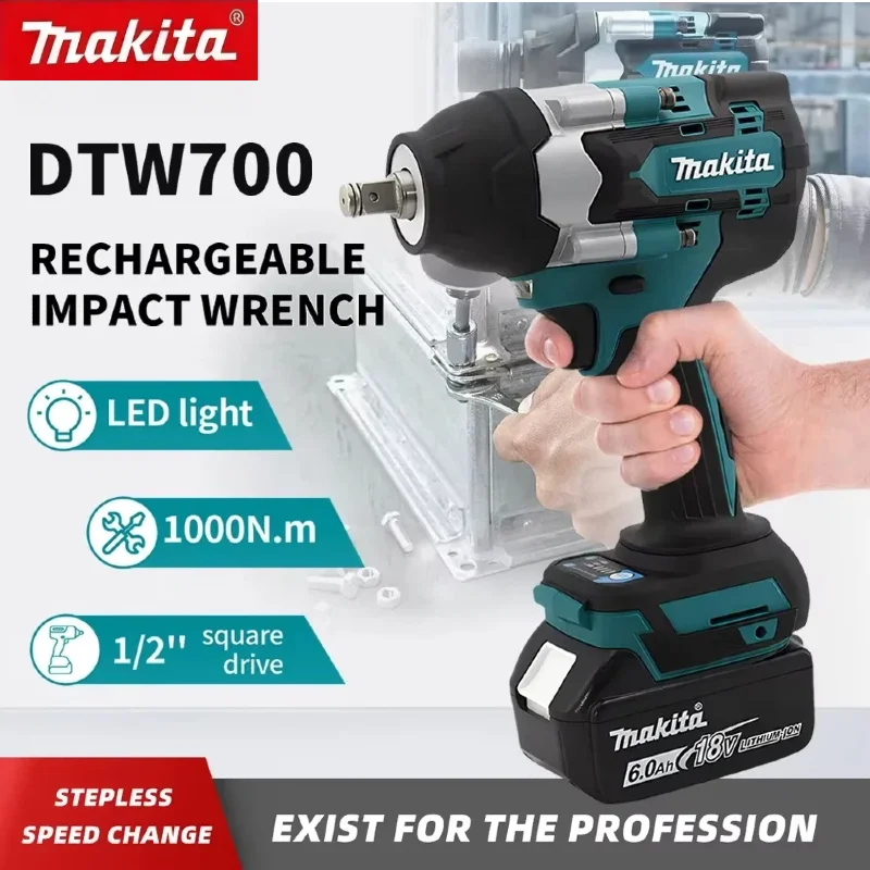 

Makita DTW700 1000N.M Brushless Electric Wrench Screwdriver Large Cordless Impact Wrench Torque Repair Power Tools Auto
