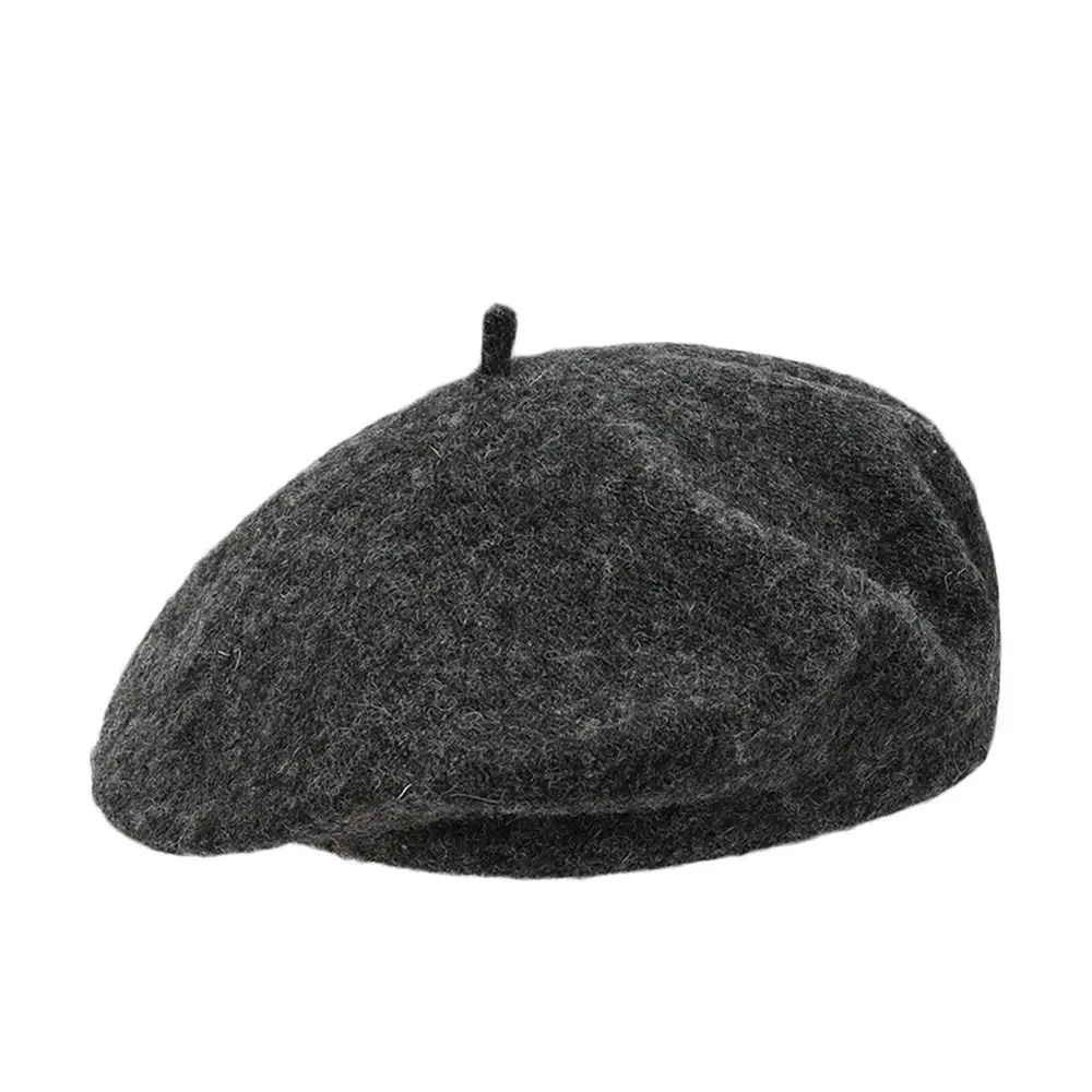 Fashion Warm Winter Wool Berets Hat Solid Color Retro Plain Cap Elegant All Matched French Artist Hat Lady