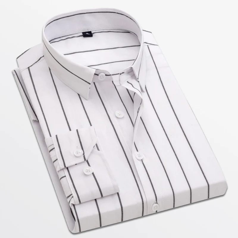 Men Striped Shirt Long Sleeve Shirts Men Casual Business Dress Shirts Male All-Match Slim Fit Fashion Korean Non-Iron Shirt