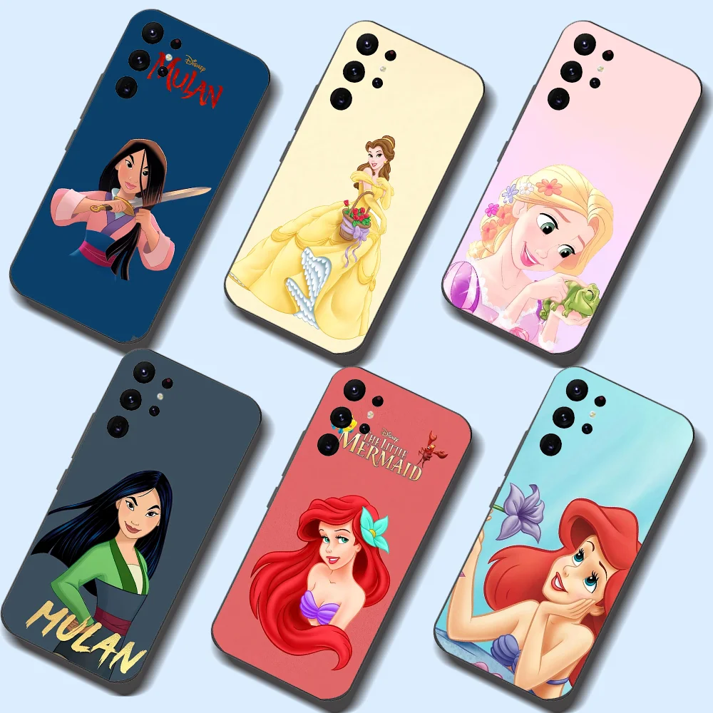 D-disney P-princess Phone Case For Samsung Galaxy A52 A12 A51 S21 Edge S22ULTRA S23 S20LITE Plus Ultra Black Cover