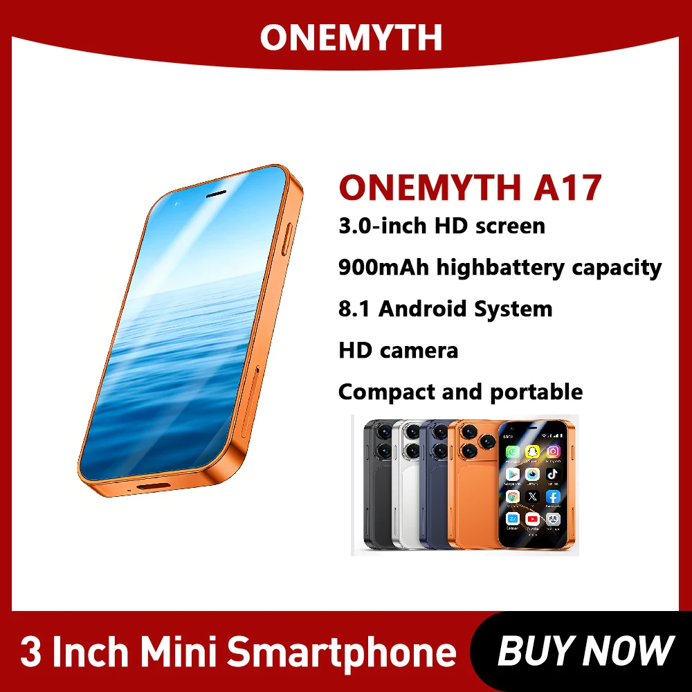ONEMYTH A17 Mini Smartphone 3.0 Inch HD 3G Android 8.1 Dual SIM Standby Mobile Phone 2GB+16GB 900mAh Small Original Cell Phone