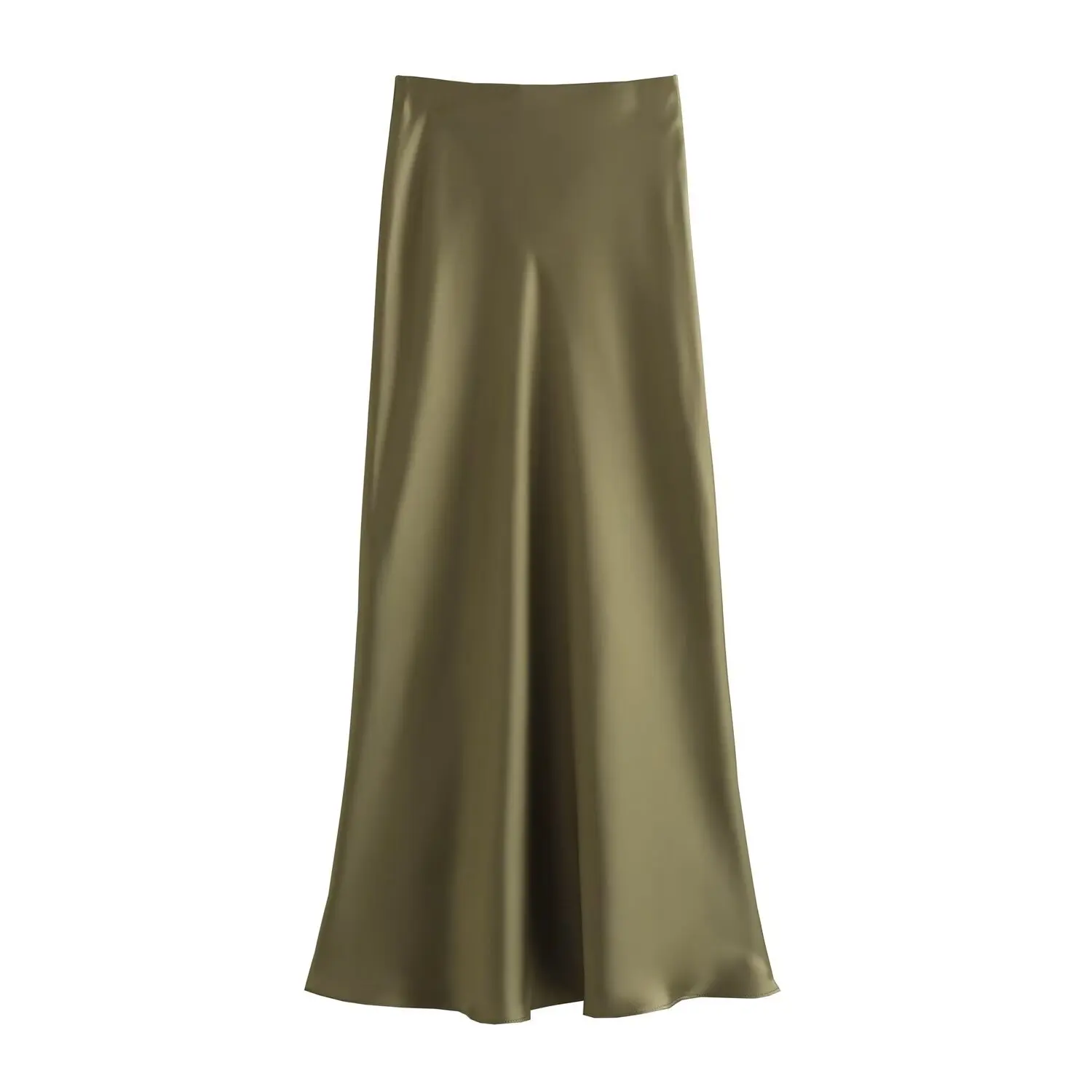 Fashion High Waist Satin Long Skirt Women Vintage Mermaid Maxi Skirt Elegant Office Lady A Line Skirt Stylish Basic Bottom
