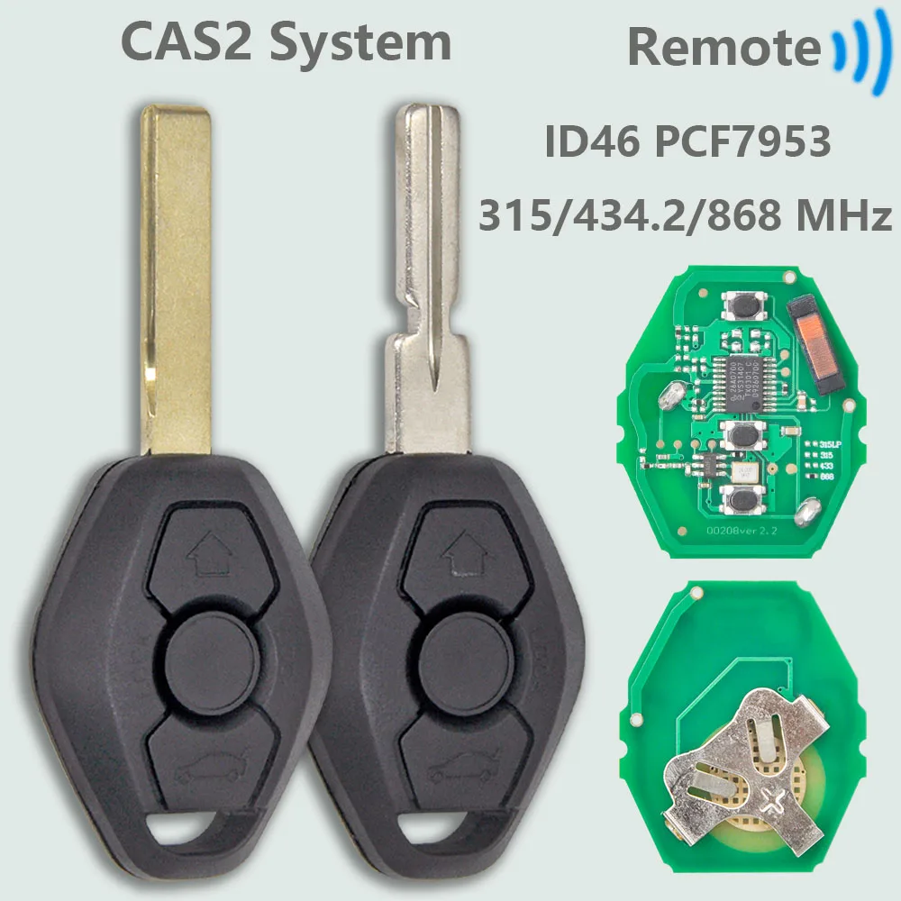 DR CAS2 système ID46 HITAG2 puce/315/434/868MHz clé à distance de voiture 5WK49147 5WK49125 pour BMW 1 3 5 X5 E46 E60 E61 E63 E64 E70 E87