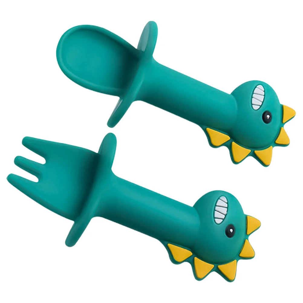 Food Supplement Spoon and Fork Soft Baby Spoons Tableware Set Silicone Kid Colorful Forks Silica Gel Tablewares Toddler Utensil